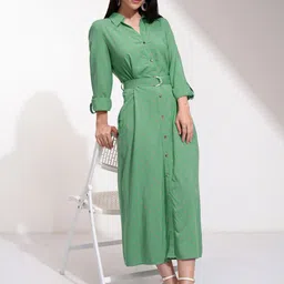 Tokyo Talkies Women Polka Dot Printed Shirt Midi Dress-image-32