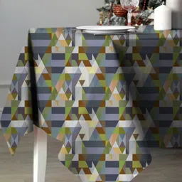 Aura Green Geometric Printed 6-Seater Table Cover image 2