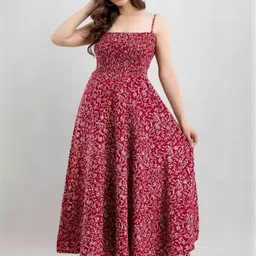 FIXOCRA Women Floral Print A-Line Maxi Dress-picture-28