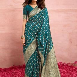 Mitera Woven Design Zari Silk Blend Banarasi Saree-picture-3