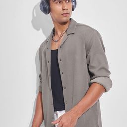 HIGHLANDER Men Textured Cuban Collar Casual Shirt-image-88