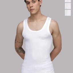 Sporto by Macho Men Pack Of 4 White Cotton Self Design Undershirt Innerwear Vests-image-52