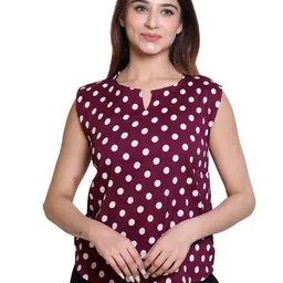 Varenyam Women Polka Dot Print Georgette Top-image-18