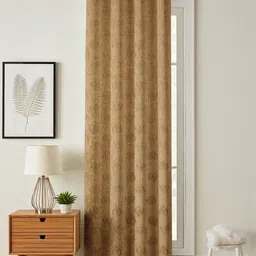 GEET CREATIONS Brown Floral Room Darkening Door Curtain-image-38
