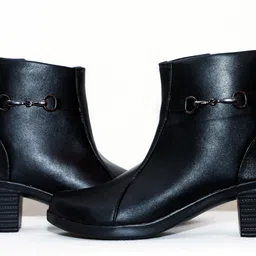 Step4U Women Brown Ankle Boots with Side Zip & Metal Buckle | Stylish Heel Boot Boots For Women image 3