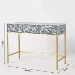 casagold Cleo Bone Inlay Console Table In Indigo Finish image 2
