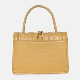 HAUTE SAUCE by Campus Sutra Yellow Textured Structured Satchel Bag image 3