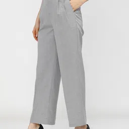 tokyo talkies Women Flared Grey Cotton Blend Trousers image 3