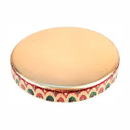 Apka mart Gold & Red Textured Pooja Thali Plate with Shubh Labh Design image 5