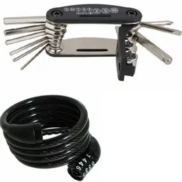 reshne Multi-Purpose Mountain Bike Repair Tool Kit with Spiral lock combination (Combo) Bicycle Lock image 3