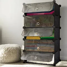 pyxbe 5-Door 5-Shelf Plastic Collapsible For Kids Clothes/Toy/Book, Space-Saving PP Collapsible Wardrobe-picture-13