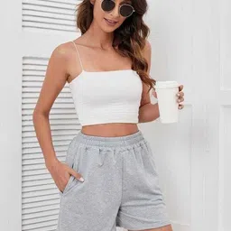 personalitee Solid Women Grey Running Shorts-picture-16