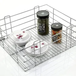verito Utensil Kitchen Rack Plain Kitchen Basket 21X20X8 Inch / Modular Kitchen Cabinet / Kitchen Drawer Steel image 1