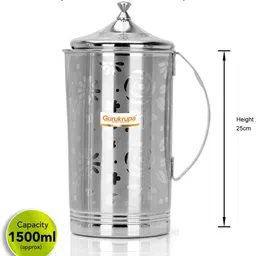 gurukrupa 1.5 L Stainless Steel Water Jug image 3