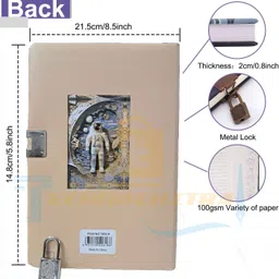 technochitra Secret Space Astronaut Diary with Lock and Key A5 Notebook Ruled 180 Pages image 3