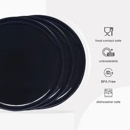 kanha Unbreakable FIBER Round Glossy Plain Black (11 Inch) Dinner serving plate Dinner Plate image 3