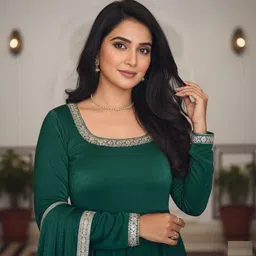 menaka Solid Tussar Silk Stitched Anarkali Gown image 2