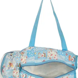 homestic by kuber industries PVC Teddy Print Mothers Bag With 2 Bottle Holders & Handle (Blue) Mothers Bag image 5