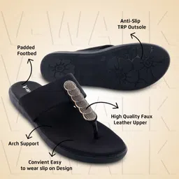 vwalk Women Embellished Ethnic & Smart-Casuals Slip-ons Festive Chappals Flats Sandal image 3