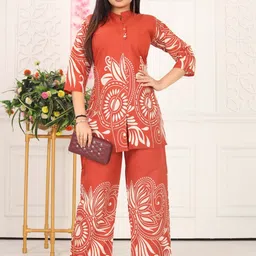 PickALook Women Ethnic Motifs Printed Regular Pure Cotton Kurta with Trousers image 1
