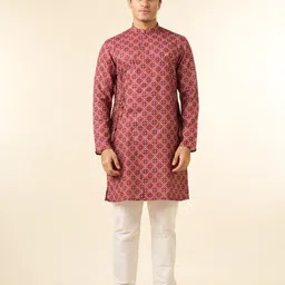 Diwas by Manyavar Men Woven Design Printed Festive Straight Kurta image 2