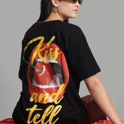 Bene Kleed Women Printed Extended Sleeves Raw Edge T-shirt image 4