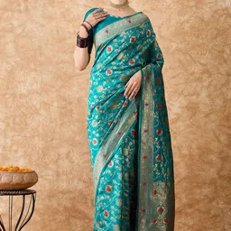 MANVAA Woven Design Zari Silk Blend Banarasi Saree-picture-30