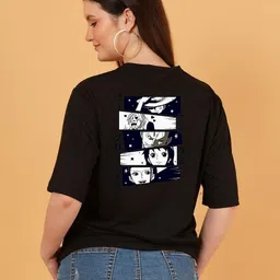 kintu parantu Women Pack of 2 One piece Graphic Printed Round Neck Relaxed Fit T-shirts image 4