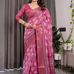 MAHARANI COUTURE Pure Cotton Ethnic Motifs Printed Jamdani Saree-picture-39