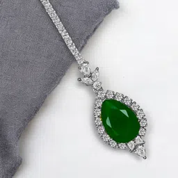 KYOOT JEWELS Rhodium-Plated Artificial Stones and Beads Studded Maang Tikka Head Jewellery-picture-32