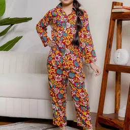 Stuffie Land Floral Printed Long Sleeves Shirt & Trousers-image-54