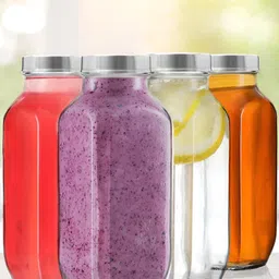 CROCO JAR Transparent Set of 4 Glass Solid Water Bottle image 1