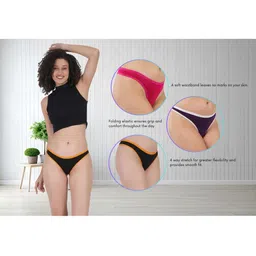 ORLIZEA Pack of 3 Women Low-Rise Cotton Blend Thongs image 2