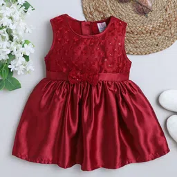 mama & bebe Girls Embellished Satin Fit & Flare Dress With Bow-picture-19
