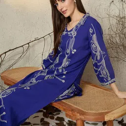 Indo Era Women Ethnic Motifs Embroidered Regular Thread Work Kurta with Trousers image 5