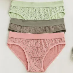 FiveFlag Pack Of 3 Printed Pure Combed Cotton Mid-Rise Antibacterial Hipster Briefs-picture-56