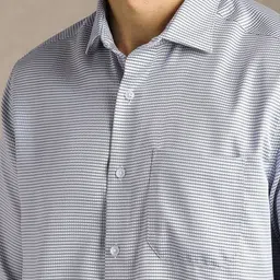 Louis Philippe Men Micro Checked Spread Collar Pure Cotton Formal Shirt image 2