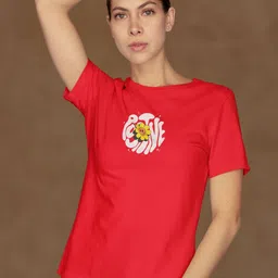 Moda Rapido Women Typography Bio Finish Pockets Slim Fit T-shirt-picture-38