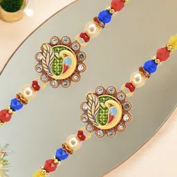MEIRA JEWELLERY Peacock's Brother's Rakhis Set of 2 Rakhis image 3