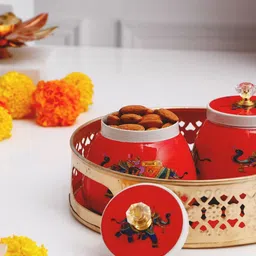archies Red Elephant Motifs Jars With Tray Set image 4