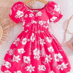 INCLUD Girls Floral Print Puff Sleeve Fit & Flare Dress-picture-32
