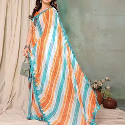 ROOP SUNDARI SAREES Leheriya Mirror Work Pure Georgette Saree-picture-34