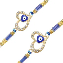MEIRA JEWELLERY Set Of 2 Artificial Stones Studded & Beaded Evil Eye Rakhis image 5