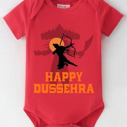 BLUSHES Infants Happy Dussehra Printed Pure Cotton Bodysuit-picture-10