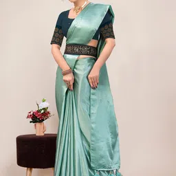 Kandora Satin Belted Saree with Blouse Piece-image-62