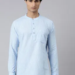 THE SOUL PATROL Cotton Mandarin Collar Short Kurta-image-2