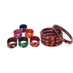 SOMIL Set Of 28 Artificial Stones Studded & Beaded Bangles-picture-14