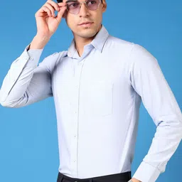 V-Mart Men Slim Fit Spread Collar Solid Cotton Formal Shirt-image-75