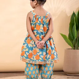 Readiprint Girls Floral Printed Regular Pure Cotton Kurta with Patiala image 3