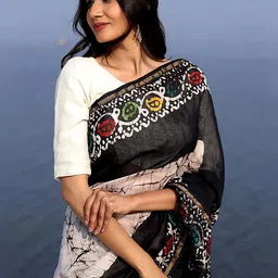 Moda Rapido Women Batik Printed Saree With Blouse Piece image 2